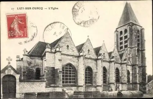 Ak Lizy sur Ourcq Seine et Marne, Kirche