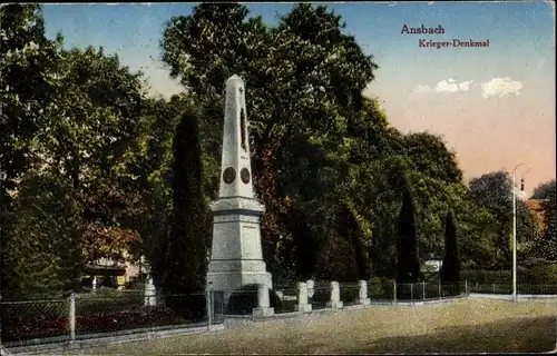Ak Ansbach in Mittelfranken Bayern, Kriegerdenkmal
