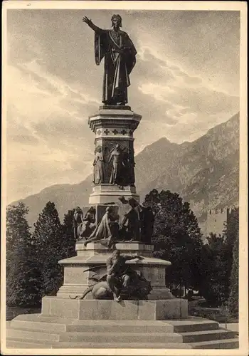 Ak Marco Rovereto Trento Trentino, Piazza Dante, Monumento a Dante Alighieri