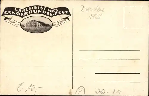 Künstler Ak Dresden, 1 Sächsisches Sängerbundesfest, 20 Juni 1925