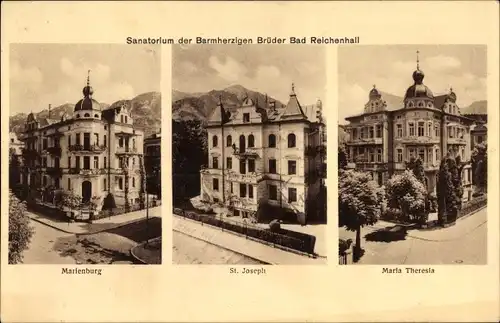 Ak Bad Reichenhall Oberbayern, Sanatorium, Barmherzige Brüder, Marienburg, St Joseph, Maria Theresia