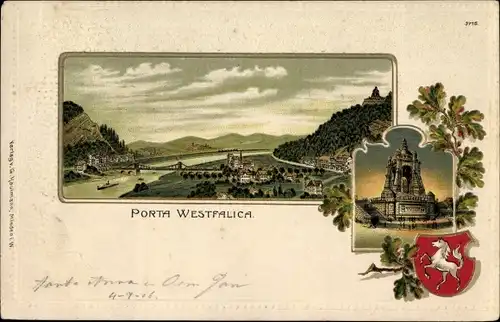 Präge Wappen Litho Porta Westfalica in Nordrhein Westfalen, Gesamtansicht