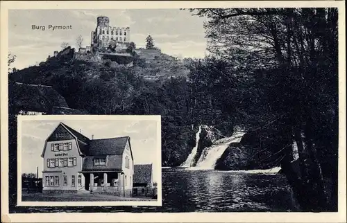 Ak Roer im Landkreis Cochem Zell Rheinland Pfalz, Gasthof Post, Burg Pyrmont