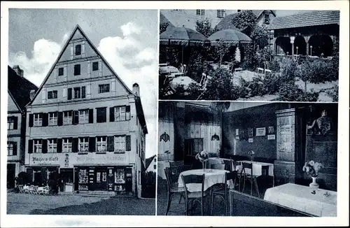 Ak Dinkelsbühl im Kreis Ansbach Mittelfranken, Teilansichten, Restaurant Julius Bayer, Garten, Stube