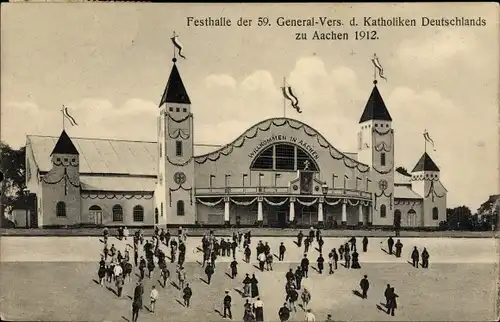 Ak Aachen in Nordrhein Westfalen, Festhalle der 59. General Versammlung der Katholiken 1912