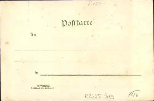 Litho Berg am Starnberger See in Oberbayern, Rottmannshöhe, Bismarck Denkmal, Leoni