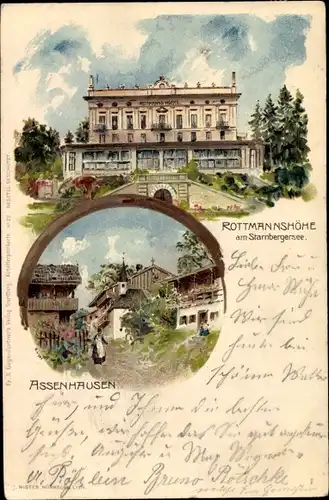 Litho Assenhausen Berg am Starnberger See in Oberbayern, Rottmannshöhe