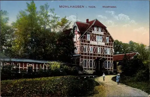 Ak Mühlhausen im Thüringer Unstrut Hainich Kreis, Weg zu Hotel Waldfrieden