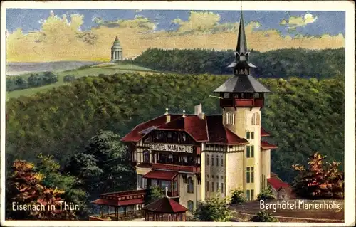 Künstler Ak Lutherstadt Eisenach in Thüringen, Blick auf Berghotel Marienhöhe