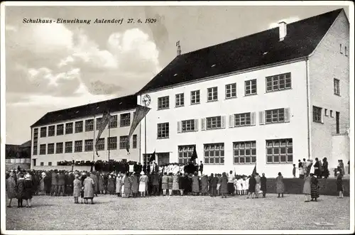 Ak Aulendorf im Schussental Baden Württemberg, Schulhaus Einweihung 1929