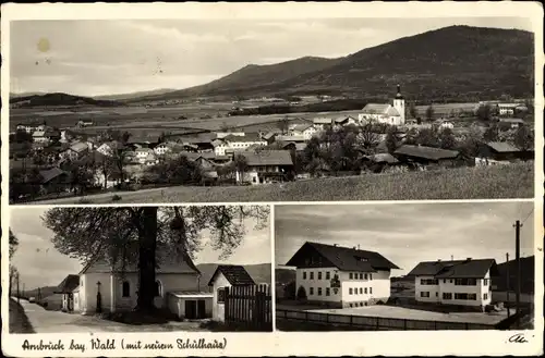 Ak Arnbruck im Bayrischen Wald, Gesamtansicht, neues Schulhaus, Kirche