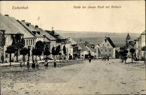 Ak Eschenbach in der Oberpfalz Bayern, Partie der oberen Stadt mit Rathaus