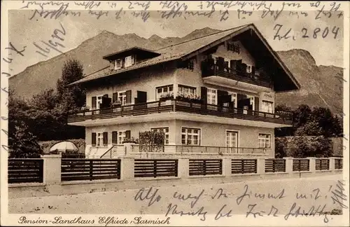 Ak Garmisch Partenkirchen in Oberbayern, Pension Landhaus Elfriede, Bes. Fritz Poetzsch