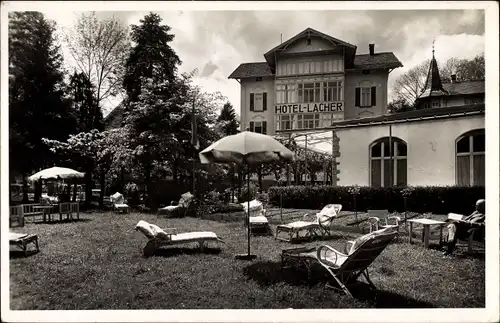 Ak Bad Herrenalb im Schwarzwald, Blick auf Hotel Lacher, Gartenpartie