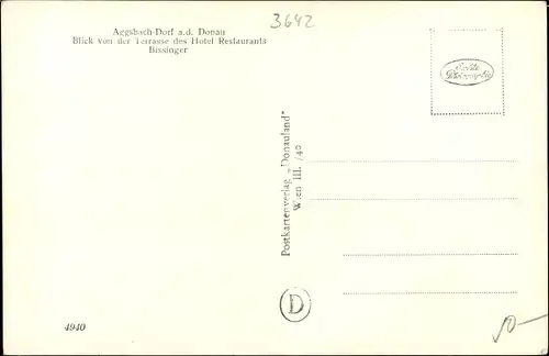 Ak Aggsbach Niederösterreich, Blick von der Terrasse des Hotel Restaurants Bissinger, Flussdampfer