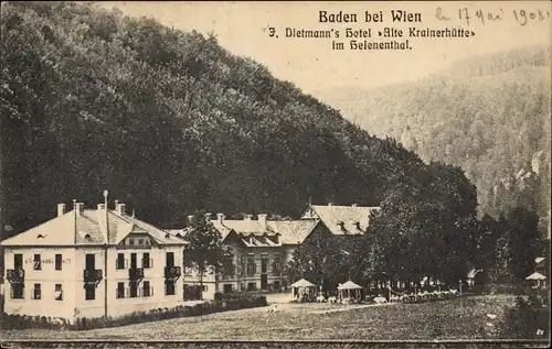 Ak Baden in Niederösterreich, Dietmann's Hotel Alte Krainerhütte im Helenental