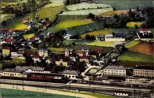 Ak Bischofshofen in Salzburg, Blick auf den Bahnhof, Gleisseite