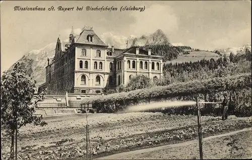 Ak Bischofshofen in Salzburg, Missionshaus St. Rupert, Gartenanlagen
