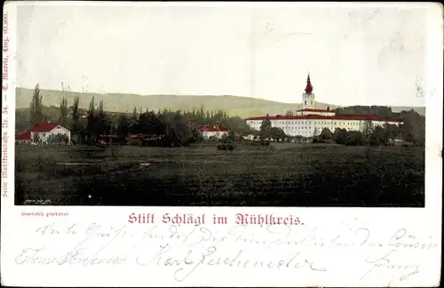 Ak Aigen Schlägl im Mühlkreis in Oberösterreich, Blick auf das Stift und Umgebung