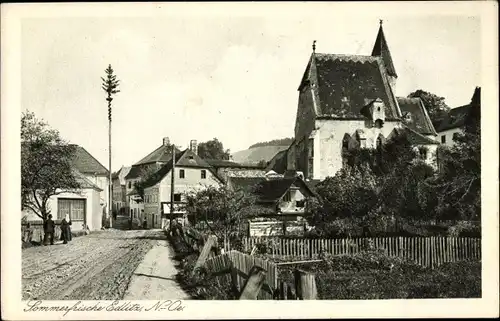 Ak Edlitz in Niederösterreich, Straßenpartie im Ort, Kirche