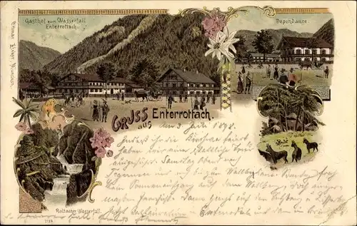 Litho Enterrottach Rottach Egern Oberbayern, Gasthof zum Wasserfall, Dependance