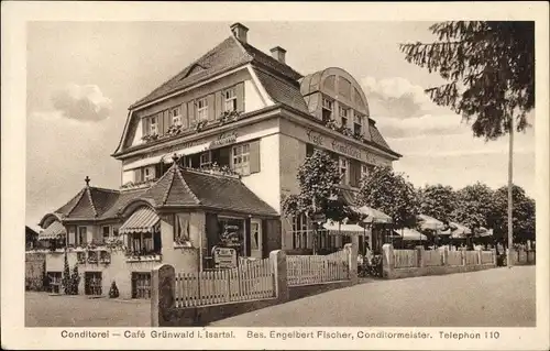 Ak Grünwald im Landkreis München Oberbayern, Konditorei Café, Bes. Engelbert Fischer