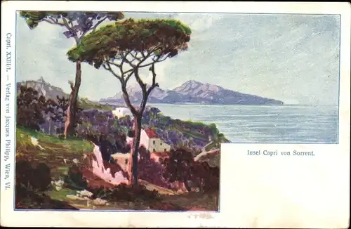 Künstler Ak Capri Neapel Campania, Blick von Sorrent, Philipp & Kramer XXIII/1