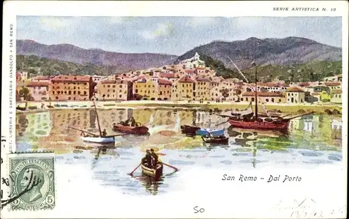 Künstler Ak Sanremo Ligurien, Dal Porto, Hafenpartie, Boote
