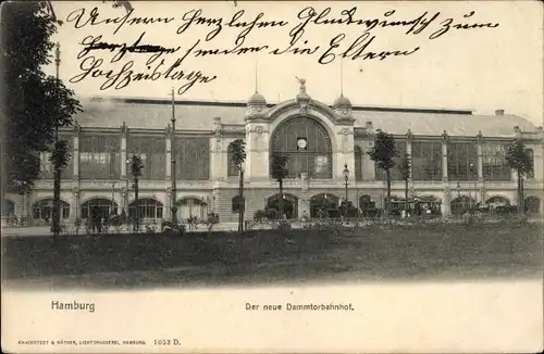 Ak Hamburg Eimsbüttel Rotherbaum, Der neue Dammtorbahnhof, Straßenseite