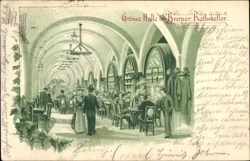 Litho Hansestadt Bremen, Große Halle im Bremer Ratskeller