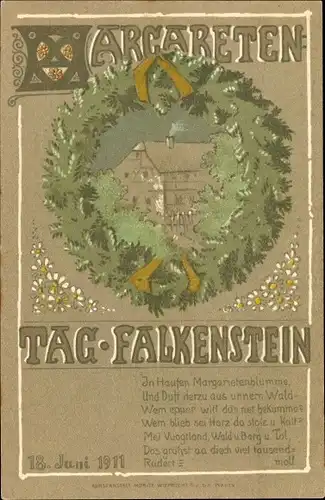 Steindruck Falkenstein im Vogtland Sachsen, Margaretentag am 18. Juni 1911