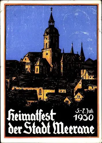 Künstler Ak Baum, Fr., Meerane in Sachsen, Heimatfest 1930, Stadtbild