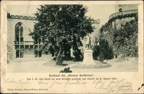 Ak Bielefeld in Nordrhein Westfalen, Denkmal des Großen Kurfürsten, Enthüllt 1900