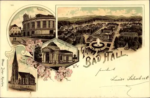 Litho Bad Hall in Oberösterreich, Theater, Thassilo Quelle, Neue Pfarrkirche