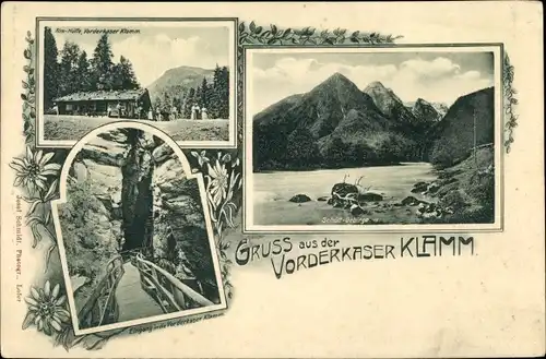 Ak Sankt Martin in Salzburg, Vorderkaser Klamm, Almhütte