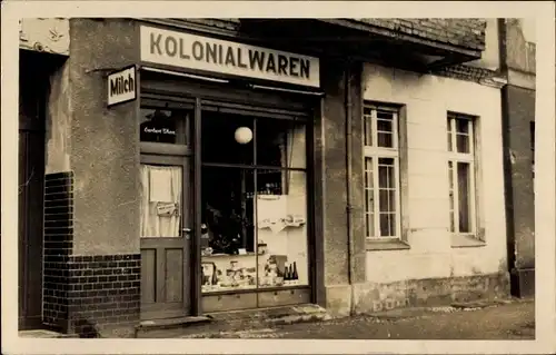 Foto Ak Berlin Neukölln, Milchgeschäft Herbert Thom, Kolonialwaren, Treptower Straße 15