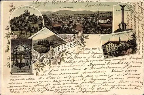 Litho Niederbronn les Bains Bad Niederbrunnen Elsass Bas Rhin, Alt Windstein, Kurhaus