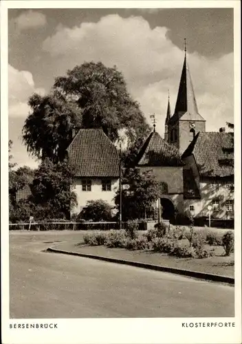 Ak Bersenbrück in Niedersachsen, Klosterpforte, Kirchturm