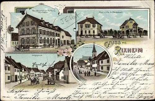 Litho Rixheim Elsass Haut Rhin, Restauration zur Hoffnung v. A. Hueber, Dr. Fahrenbach, Langegasse