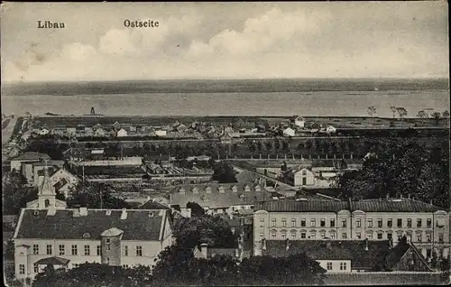 Ak Liepaja Libau Lettland, Ostseite, Totalansicht vom Ort