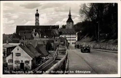 Ak Landsberg am Lech in Oberbayern, Blick von der Bergstraße auf den Schmalzturm