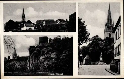 Ak Kirberg Hünfelden Mittelhessen, Straßenpartie, Kirche
