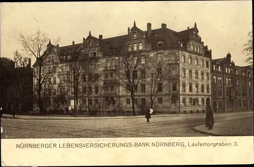 Ak Nürnberg in Mittelfranken Bayern, Lebensversicherungsbank, Laufertorgraben 3