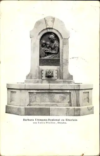 Ak Elterlein im Erzgebirge Sachsen, Barbara Uttmann Denkmal von Felix Pfeifer