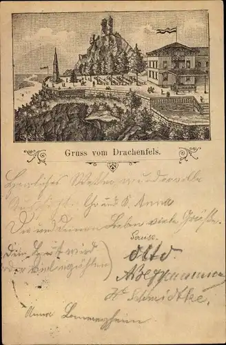 Vorläufer Litho Königswinter am Rhein, Drachenfels