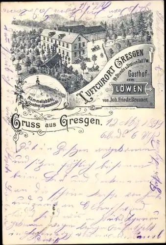 Litho Gresgen Zell im Wiesental, Gasthof zum Löwen, Rümmelisbühl