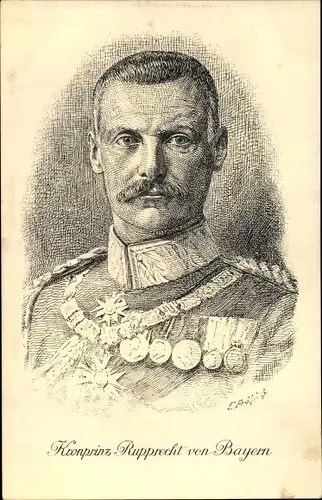 Künstler Ak Kronprinz Rupprecht von Bayern, Portrait, Orden