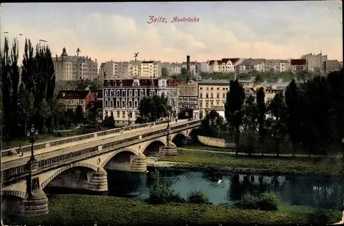 Ak Zeitz in Sachsen Anhalt, Auebrücke, Stadtbild