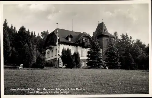 Ak Bärenfels Altenberg im Erzgebirge, Haus Friedenshöhe, Außenansicht