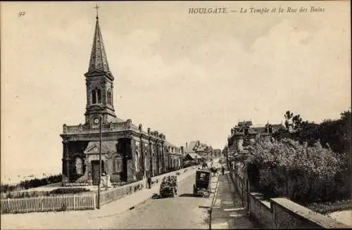 Ak Houlgate Calvados, Le Temple et la Rue des Bains